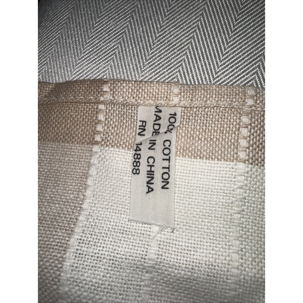 2 Kitchen Cotton Hand Towels Beige Neutral Plaid Vintage 24